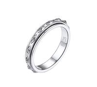 FOCALOOK Bague Rotative Femme Anti Stress en Argent Taille 54 Anneau Tournant 3,5mm à Mauvais Oeil