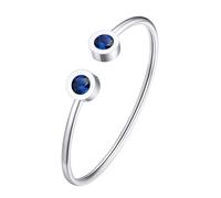 FOCALOOK Bracelet Femme Inoxydable Ajustable Orné de Faux Saphir Bleu Jonc Ouvert Pierre de Naissance Septembre
