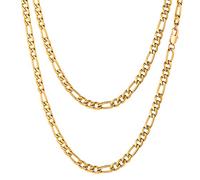 FOCALOOK Chaîne Collier Figaro Homme 5mm/65cm Plaqué Or Hip Hop Style
