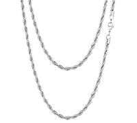 FOCALOOK Chaîne Homme Acier 3mm Collier à Maille Corde Chain Necklace 60cm Hip Hop Style Rapper Jewellery