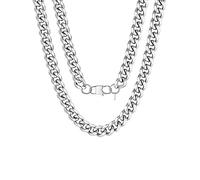 FOCALOOK Chaîne Homme Acier Inoxydable 60cm Collier Maille Gourmette Grosse 12mm Accessoire Hip Hop Rapper Jewellery