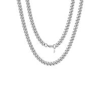 FOCALOOK Chaîne Homme Longue 65cm Collier Acier Inoxydable Maille Gourmette 6mm Rapper Chain Necklace Hip Hop Style