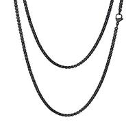 FOCALOOK Chaîne Homme Noire 60cm Collier Maille Vénitienne 3mm Accessoire de Hip Hop Style Rapper Jewellery