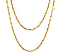 FOCALOOK Chaîne Homme Plaqué Or 3mm Collier Maille Vénitienne 65cm Hip Hop Chain Necklace Rapper Jewellery