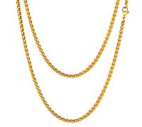 FOCALOOK Chaîne Spiga Collier Homme Plaqué Or Jaune 3mm/65cm Hip Hop Style