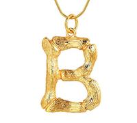 FOCALOOK Collier Femme Initiale Plaqué Or Pendentif Lettre B avec Chaîne Fine Maille Serpent 1.2mm/45+5cm Réglable