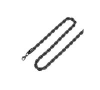 FOCALOOK Collier Homme Chaîne Maille Torsadéee 6mm/60cm Noir Hip Hop Style Rapper Chain