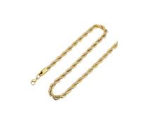 FOCALOOK Collier Homme Chaîne Maille Torsadéee Plaqué Or de 6mm/60cm Hip Hop Style Rapper Chain