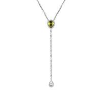 FOCALOOK Collier Y Femme Argent Massif 40cm avec Pendentif Pierre de Naissance Août Péridot de Synthèse