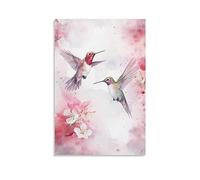 FOCCAR Décor mural sur toile romantique colibri magnifique animal fleur colorée oiseau affiche d'art mural pour salon chambre à coucher œuvre d'art