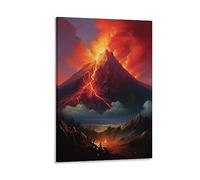 FOCCAR Décoration murale sur toile de volcan géographie vintage spectaculaire de feu de lave Eruption Poster Art mural pour salon, chambre à coucher