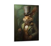 FOCCAR Impression murale représentant un gentleman souriant - Décoration murale classique vintage - Costume d'animaux sur toile - Décoration murale pour chambre à coucher, décoration d'intérieur