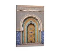 FOCCAR Impression sur toile de porte vintage - Paysage architectural naturel jaune - Décoration murale pour la maison