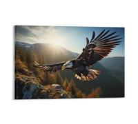 FOCCAR Impression sur toile représentant un aigle cool - Belle plume - Lumière du matin - Animaux naturels - Décoration murale pour chambre à coucher