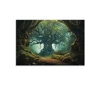 FOCCAR Impression sur toile représentant un arbre de vie - Paysage naturel - Plantes fantastiques - Décoration murale pour la maison