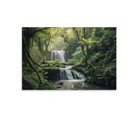 FOCCAR Impressions sur toile de forêt tropicale, cascade, ruisseaux, nature - Décoration murale pour chambre à coucher