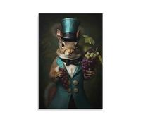 FOCCAR Posters sur toile imprimés écureuil de raisin câlin conviennent à l'écuyer décoration murale vintage d'animaux pour salons chambres art mural