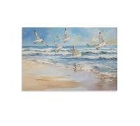FOCCAR Toile murale abstraite d'oiseaux de mer - Impressions sur toile d'oiseaux blancs - Aquarelle - Affiches d'œuvres d'art pour décoration murale d'intérieur