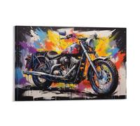 FOCCAR Toile murale graffiti moto rétro colorée cool pour décoration murale d'intérieur