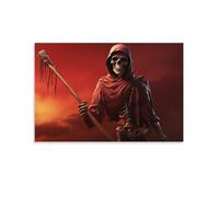 FOCCAR Toile murale vintage fantôme faucheuse gothique horreur squelette poster art mural pour salon chambre à coucher