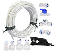 FOCCTS 15 mètres tuyau d’alimentation en eau tube et kit de connecteurs de réfrigérateur pour réfrigérateur de style européen double réfrigérateur (1/4 "pipe)