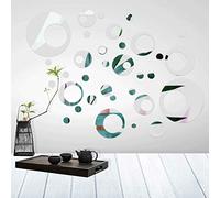 FOCCTS 32 Pièces Cercle Anneau Amovible Stickers Muraux Stickers Acrylique Miroir Réglage pour La Maison Salon Chambre Décoration