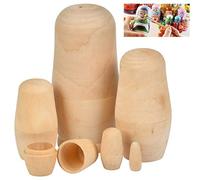 FOCCTS poupées gigognes en Bois, poupées Russes Non peintes, Ensemble de 6 poupées empilables matriochka Russe Enfants Jouet décorations-Cadeaux