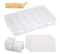 FOCCTS Rangement Fil Broderie, 100pcs Bobines de Fil à Broder en Plastique Blanc avec Boîte de Rangement et 4 Autocollants Numérotés