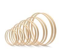 Focenat 12 Pièces Cerceaux Floral en Bambou, 8/10/13/15/18/20 cm Anneaux en Bambou, Cercle Attrape Reve,Cercle Bois Macramé pour Décoration de Couronne de Mariage et Travaux Manuels à Suspendre au Mur