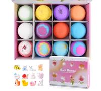 Focenat 12PCS Bombe de Bain Enfant avec Surprise à l'intérieur, Animaux Marins, Boule de Bain Naturelles, Bain Moussant Coffret de Bombes de Bain Cadeaux pour Garçons Filles Femme (A)