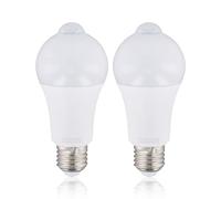 Focenat 2 Ampoules LED E27 9W Detecteur de Mouvement PIR, 220V, Lumière Blanche, Détection 120°, Allumage Automatique Nuit, Économie d'Énergie pour Couloir, Escalier, Passage