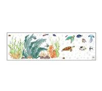 Focenat 2 Feuilles Stickers Muraux Sous la Mer, Stickers Muraux Animaux de la Mer, Stickers Muraux Tortue de Mer, Stickers Muraux Algues, Stickers Muraux Poisson Méduse pour Chambre Décoration Murale