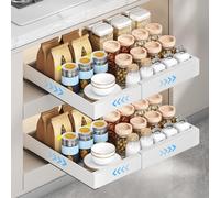 Focenat 2 Pack Tiroir Coulissant Télescopique Cuisine, Tiroir Coulissant Organisateur pour Armoire, Organisateurs de placard extensibles, Tiroir coulissant Sous Armoire, Largeur Réglable 32-53cm