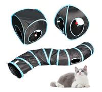 Focenat 3 en 1 Tunnel Chat Pliable, Jouet Tunnel pour Chat Interieur, Froissé Tente Chat, Tunnel Lapin, Jeux Chat Interactif avec Balle Cloche, Tunnel Tente Interactif pour Chat Chien Lapin (B)
