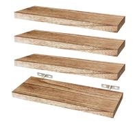Focenat 4 Pièces Etagere Murale Flottante,40 cm Étagère Murale Bois et Brun,Etagères murales en Bois de Paulownia,Planche Etagere Cuisine Mural,pour Salle de Bain,Chambre,Bureau,Salon,Cuisine