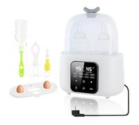 Focenat 6 en 1 Chauffe Biberon, Stérilisateur Biberon, Chauffe-Biberons avec Brosse et Clip, Chauffe Biberon Multifonction, Réchauffeur Rapide pour Aliments pour Bébés et Dégivrage, Arrêt Automatique