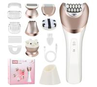 Focenat 6 en 1 Rasoir Electrique Femme, Tondeuse Intime Sans Douleur, Tondeuse Bikini Femme IPX7 Étanche, USB Rechargeable, Épilateur pour Visage, Bras, Jambes, Aisselles