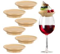 Focenat 6 Topper pour Verre à Vin en Bambou, Couvercles en Bois pour Apéritifs, Charcuterie et Desserts, Décorations pour Verre à Vin pour Restaurants, Fêtes et Dîners
