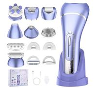 Focenat 7 en 1 Rasoir Electrique Femme,Tondeuse Bikini Femme,Tondeuse Femme Intime,Epilateur electrique,IPX7 Étanche,avec Station de Charge USB,pour La Visage Bras Jambes Aisselles Bikini (Violet)