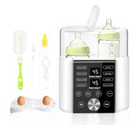 Focenat 9 en 1 Chauffe Biberon,Chauffe-Biberons,Double Bottle Warmer,Stérilisateur Vapeur,Brosse et Clip,Intelligent Température,sans BPA,Écran LCD,Arrêt Automatique,Compatible Tous Biberons