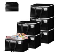 Focenat 93L sac demenagement, Lot de 6 Imperméable Sacs de Déménagement avec Fermeture éclair et Poignée,Grand Sac de Rangement,Sac Rangement Vetement pour le Vêtement,Couettes et Linge de Lit (Noir)