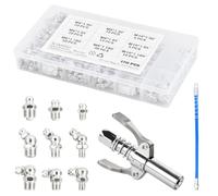 Focenat Assortiment de Graisseur, 170 Pièces Graisseur M6 M8 M10, Embout pour Pistolet à Graisse avec Tuyau de 30cm, Raccord de Pistolet à Graisse, Graisseur pour Presses à Graisse