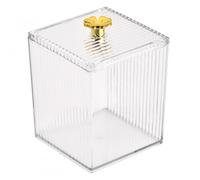 Focenat Boîte à Coton Tiges avec Couvercle, Distributeur de Coton Tiges, Boîte de Rangement Salle de Bain pour Stockage de Coton Tiges, Cosmétiques, Tampons