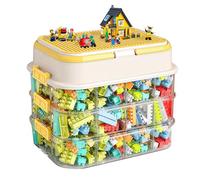 Focenat Boite Rangement Plastique pour Briques de Construction, Boite Rangement Empilable avec Couvercle pour Briques, Organiseur de Jouet avec Compartiments pour Petites Pièces