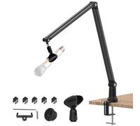 Focenat Bras de Microphone Réglable, Support avec Pince Micros, Adaptateur 3/8"-5/8", Bras pour Streaming et Podcasts, Compatible avec Blue Yeti
