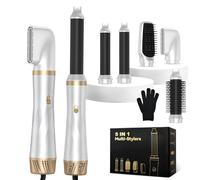 Focenat Brosse Soufflante 5 en 1 Air Styler, 1000W Airstyler 5 en 1 Multistyler avec Sèche Cheveux, Fer à Boucler Auto, Brosse Lissante, Hair Styler pour Sécher, Lisser et Boucler les Cheveux