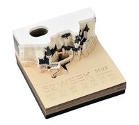 Focenat Calendrier 3D à Déchirer 2025, 3D Calendrier Semainier 2025, 3D Magic Castle Calendrier avec Lumière et Porte-Stylo,Calendrier Hebdomadaire Cadeaux, Ornement de Bureau pour l'école, le Bureau