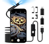 Focenat Camera endoscopique,Endoscope avec 8+1 lumières LED,Étanche IP68,1920P HD Camera Inspection canalisation,pour Smartphone Android et iOS, iPhone, iPad(5 m,Double Objectif)