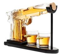 Focenat Carafe Whisky, Carafe à Whisky Personnalisée, Verre à Whisky Personnalisé, Carafe à Whisky Pistolet, Carafe Pistolet Rhum, Coffret Whisky Cadeau Homme, Cadeau Anniversaire Homme