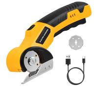 Focenat Ciseaux Électriques Tissu Couture, Coupe Carton Électrique 4 V Ciseaux Couture Électrique Rechargeable avec 2 Lames, Cutter Rotatif pour Carton, Tissu, Cuir, Tapis, Plastique